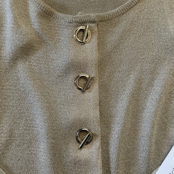 NWT Calvin Klein Gold and Beige Metallic M Cardigan - Picture 2 of 7